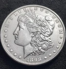 1898 $1 Morgan Silver Dollar, Estate sale, 90% silver, highly collectible 0191