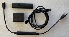 Roku Streaming Stick 4K Media Player 3820X2 + WR001 + AC Adapter + Cord
