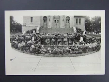 West Bend Iowa IA War Memorial Fountian Real Photo Postcard RPPC Catholic Church
