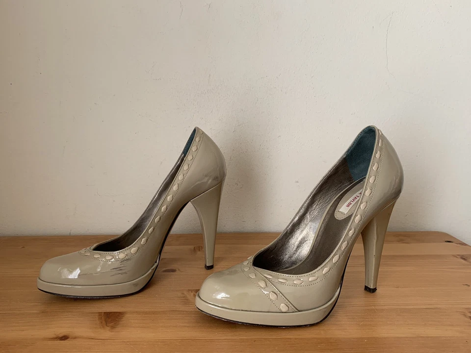 $329 Zapatos de salón Rebecca Taylor para mujer talla 7B Mallory beige charol Foto 4 de 4