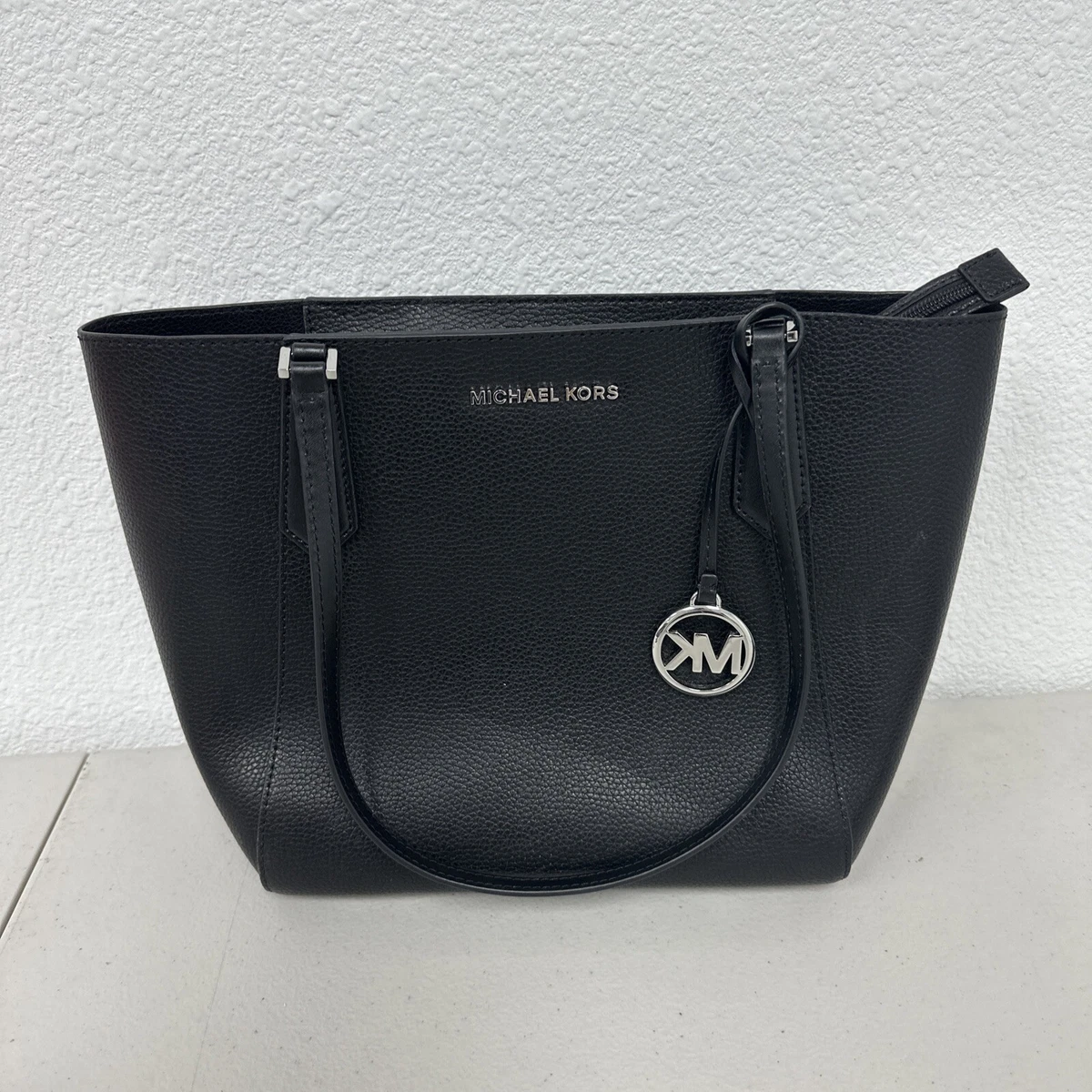 Michael Kors Kimberly Large Leather Top Zip Bonded Tote Solid Black