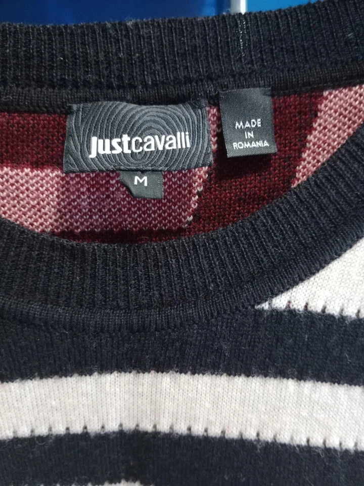 Suéter Just Cavalli talla mediana azul marino y blanco a rayas Foto 2 de 4