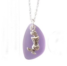 Handmade in Hawaii, "Magical color changing" Purple sea glass necklace, Mermaid