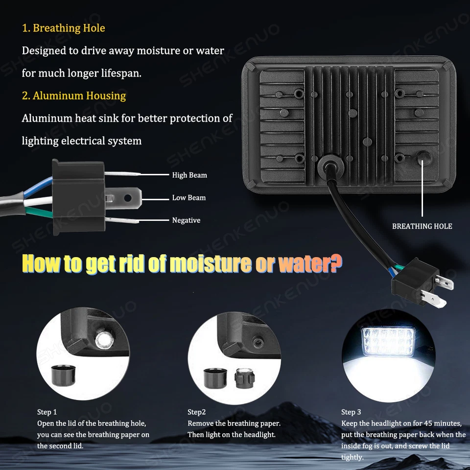 Faros LED de haz alto bajo blanco para Chevrolet R10 R20 R30 1987 1988 - 4x 4x6" Foto 4 de 4