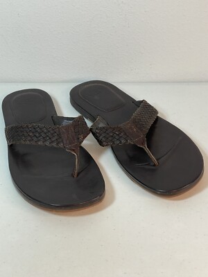 UGG Mens Size 12 Leather Woven Braided Thong Sandals Slip On Shoes Brown 1007524 UGG Mens BROWN Leather Braid Flip Flops Sandals Size US 14 S  main image 4