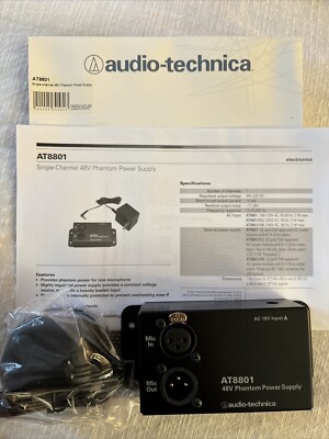 New Open Box Audio Technica AT8801 48V Single-Channel Phantom Power Supply