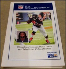 2014 NFL Pocket Schedule Charles Tillman Chicago Bears United Way Football Teams