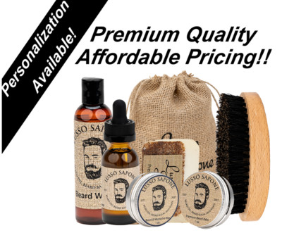 Beard Growth Kit Beard Oil - Balm - Wash - Wax - Soap - Wood Brush - 8 Scents