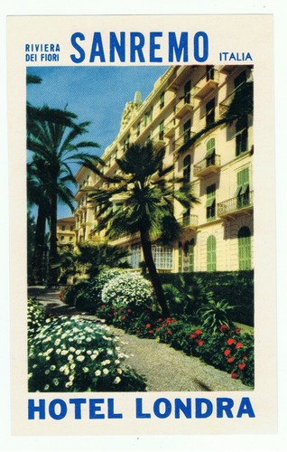 ETIQUETTE BAGAGE-LUGGAGE LABEL~"HOTEL LONDRA "~SAN REMO~ITALIA~ITALY - Foto 1 di 2