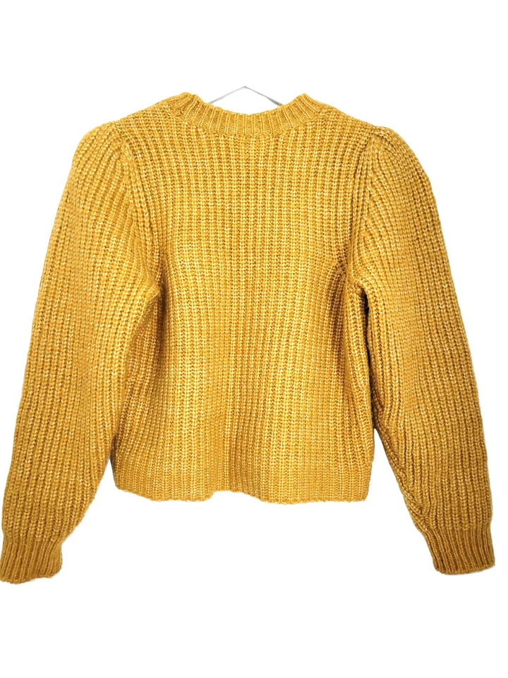 Antonio Melani Sweater Mustard Gold, Ribbed Knit, M, Luxe & Warm, Puff Sleeves - Image 3 of 4