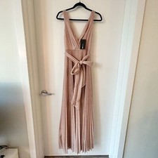 Fashion Nova Always Shining Maxi Dress in Rose Gold Blush Size S NWT