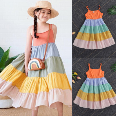 New Summer Floral Girl Dresses Girls Clothes Kids Party Dance Dress Size