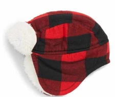 $79 Tucker + Tate Flight Check Hat Red Pepper Buffalo Plaid Check Warm 0-12M