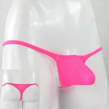 K403 D Mens Grape Smugglers String Thong Bulge Contoured Pouch Bubble Mesh Net