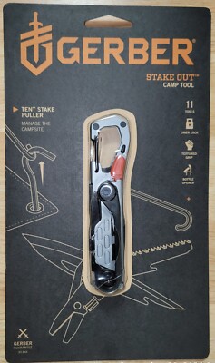 Gerber Gear Stake Out 11-in-1 Multi tool Plain Edge Blade Silver 31-003840 NEW