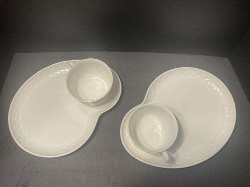 Juego de 2 platos y tazas de aperitivos blancos Mikasa English Countryside - Imagen 2 de 7