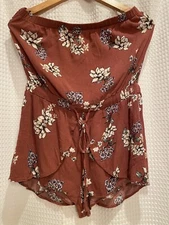 Pacsun~Lottie Moss~Floral Strapless Shorts One-Piece Romper~S Small~100% Rayon