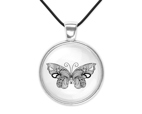 Butterfly Mandala Art Glass Pendant 
