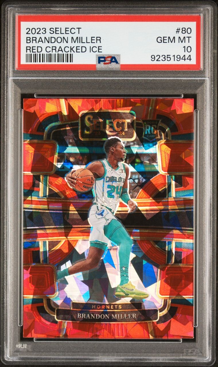2023 Panini Select Brandon Miller #80 Concourse Red Cracked Ice Prizm PSA 10