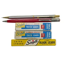 Vintage Scripto Mechanical Pencils Extra Strong Leads Thick Leads Lot