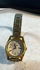 Vtg Seiko Watch Women RailRoad Style 24mm Gold Tone Day Date 7N83-0011