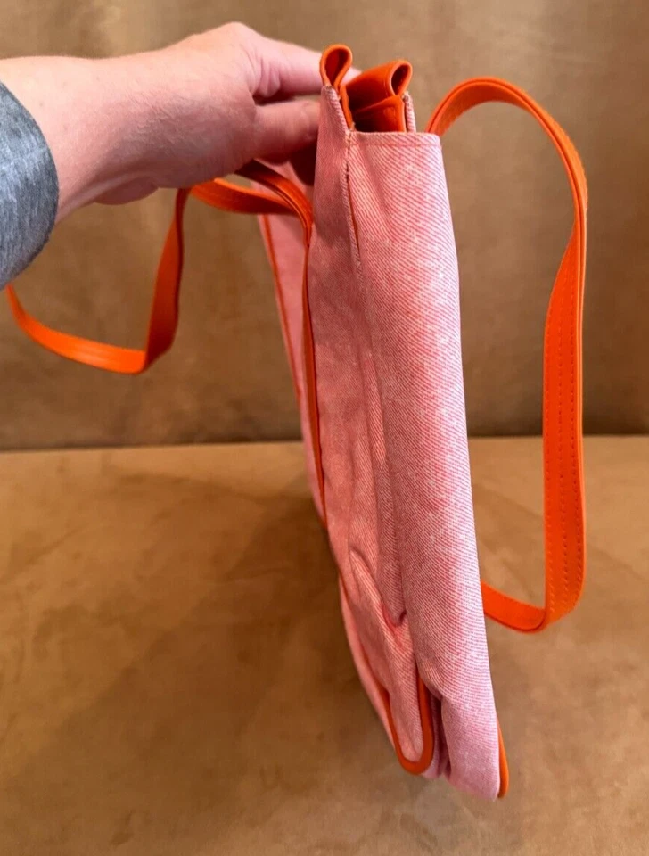 Clinique Canvas Tote Orange Shoulder Beach Carry-On Travel Bag Makeup - Image 2 of 4