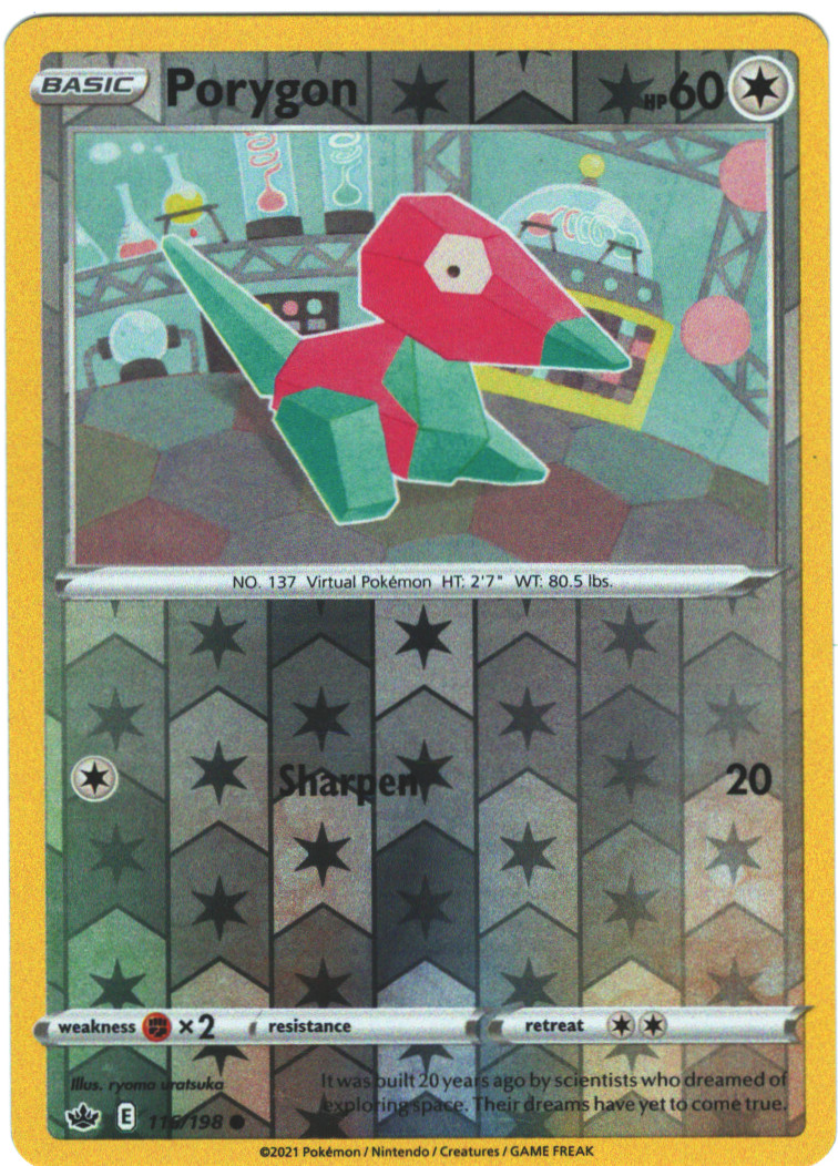 Porygon 116/198 Reverse Holo Common Chilling Reign Pokemon Card TCG Near Mint