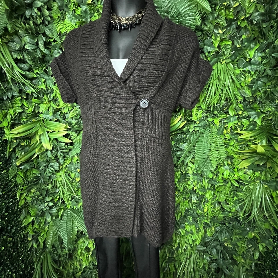 Kenneth Cole Suéter Mujer Grande Marrón Tejido Cárdigan Top Mezcla Lana 1379 Foto 2 de 4