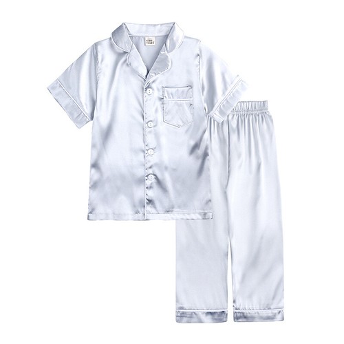Baby Boys Girls Silk Satin Pyjamas PJS Set Kids Short Sleeve Sleepwear Nightwear - Picture 32 of 35