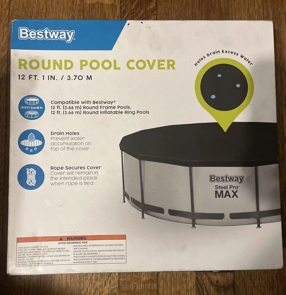 Bestway Flowclear 12 Foot Round Pool Cover w/ Drain Holes for Above Ground Pools - Image 2 of 2
