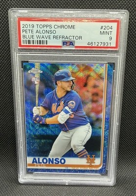 Topps 2019 Topps Chrome Pete Alonso #204 Blue Wave Refractor RC /75