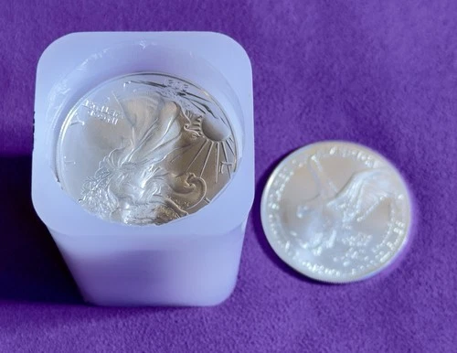 2021 W Silver Eagle Type 2 Roll of  20  .999 Silver Blast White BU Gem 🔥🔥