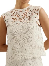 Ted Baker London Ivory KATRNN Crochet Sleeveless Lined Top Size Ted 4 US 10 NWT