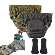 2x Adult Washable Incontinence Underwear Cotton Diaper Pants Reusable Leak-proof