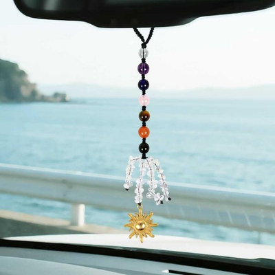 #ad Sun Car Rear View Mirror Hanging Accessories Cute Crystal Car Decor for Wemen M $12.41