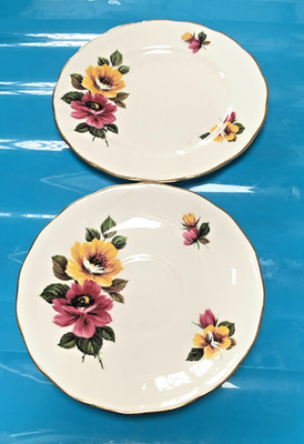 Vintage Gainsborough Bone China Untertasse (14 cm) & Beilagenteller (16 cm)