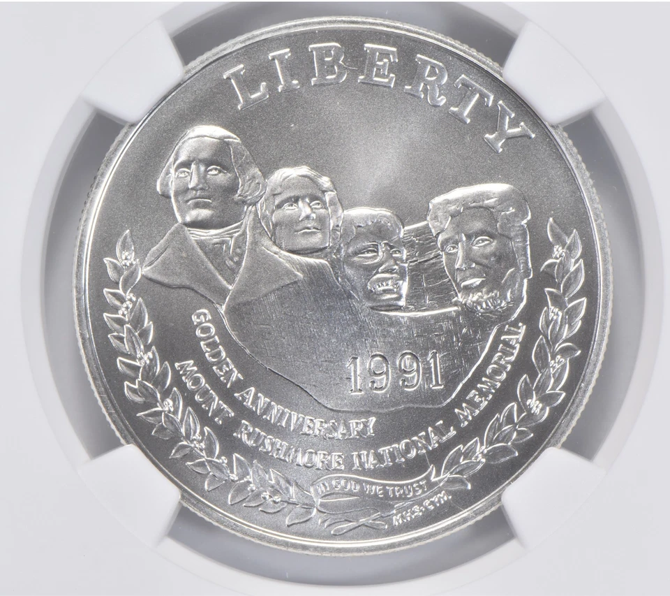 MS70 1991 P Mount Rushmore $1 Commemorative Silver Dollar NGC *0762 - Image 3 of 4