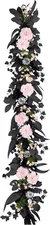 Artificial Pretty Morbid Pink Carnation Halloween Garland, Black, Silver Pumpkin