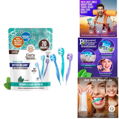 Eco-Friendly Disposable Mini Travel Toothbrush Set - 70 Ct with Softex Bristles