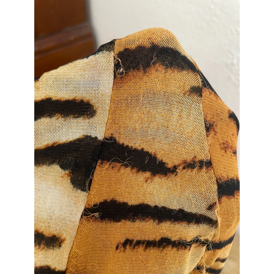 Vestido Y2K Forever 21 Talla M Maxi Malla Elástico Tigre Transparente Festival Animal Punk  Foto 3 de 4