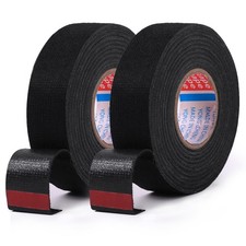 2 Rolls Wire Loom Harness Tape, Harness Cloth Tape, Black Adhesive Fabric Tape