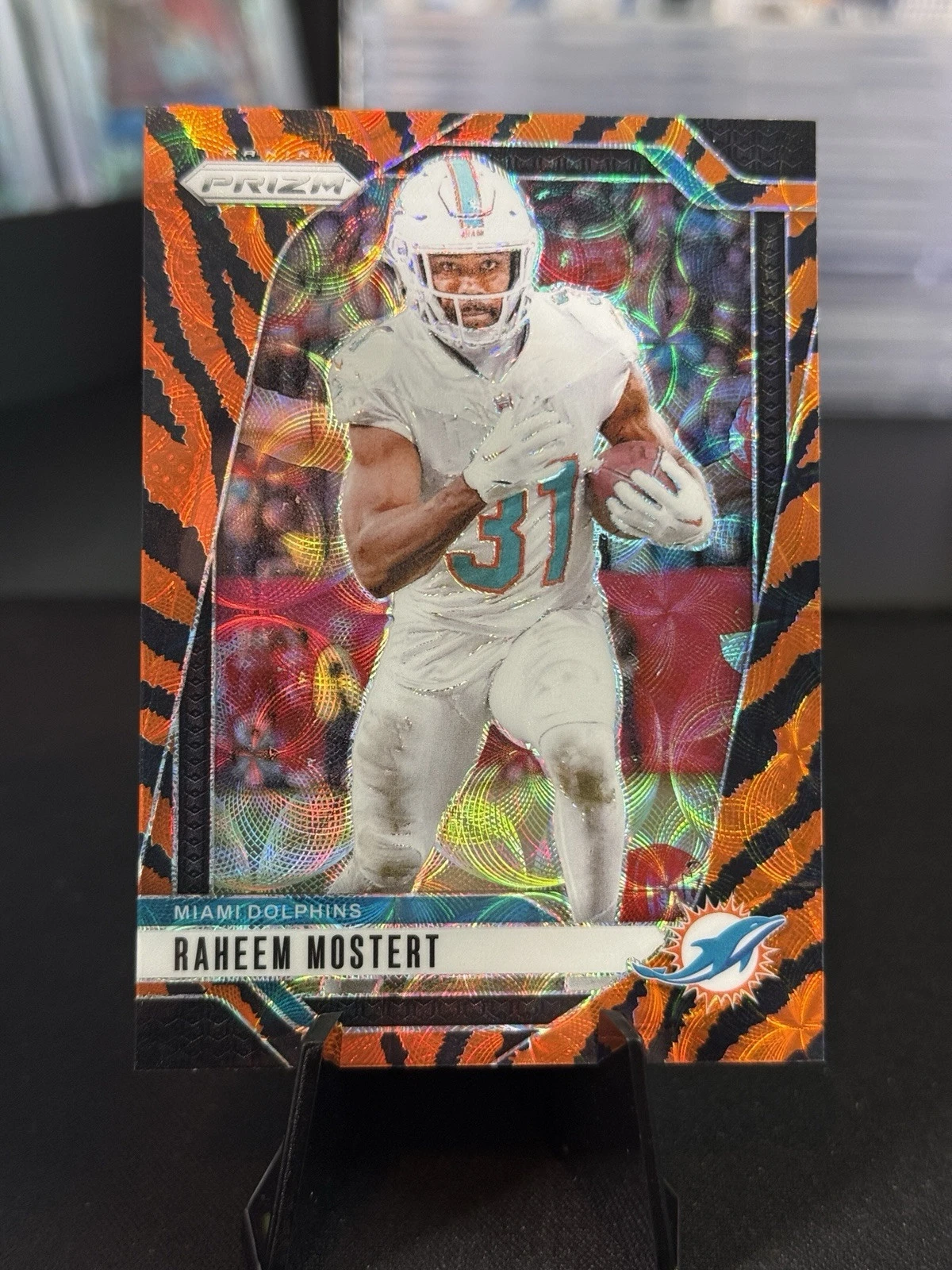 RAHEEM MOSTERT 2024 PANINI PRIZM #179 TIGER STRIPE CHOICE PRIZMS SSP RARE