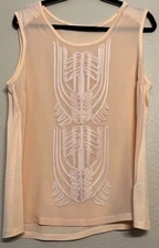 Robert Graham Shirt Womens Peach Tank Grosgrain Trim Size  Medium