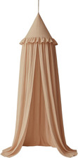 Kids Bed Canopy with Ruffles, Pastel Neutral Color for Boys  Girls, Frilled Cot