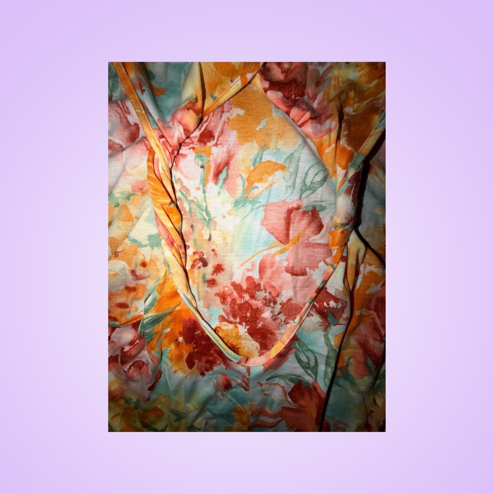 Love Culture Women’s Small Orange Floral Sleeveless Wrap Blouse image 3