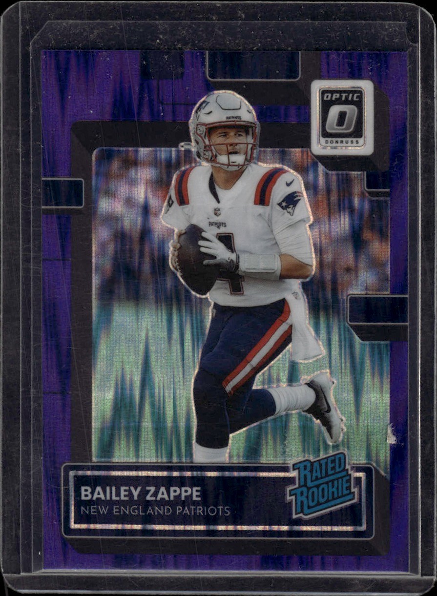 2022 Donruss Optic Purple Shock #229 Bailey Zappe New England Patriots Rookie