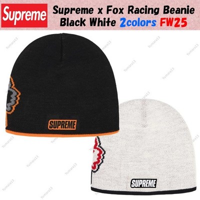 Supreme x Fox Racing Beanie Black White 2colors FW25