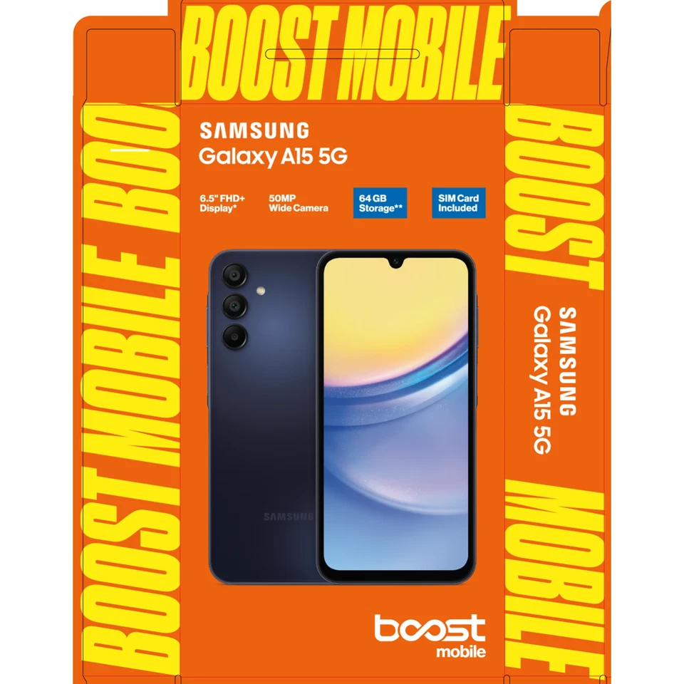 Samsung Galaxy A15 5G 4GB/64GB 6.5" Blue Boost Mobile Prepaid Phone - Brand New