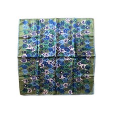 VTG MOD OP ART VERA NEUMANN Acetate Scarf Japan 21" x 21" Floral Blue Geometric