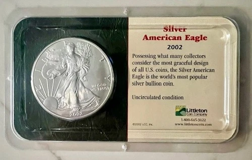 2002 SILVER AMERICAN EAGLE DOLLAR~$1~Uncirculated Sealed~LITTLETON COIN COMPANY